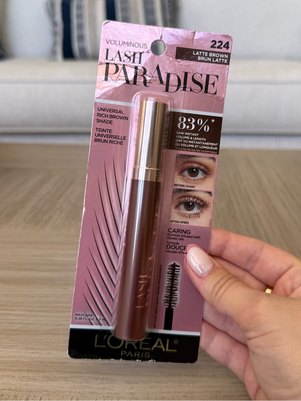 L'Oreal Paris Voluminous Lash Paradise Mascara shade 224 Latte Brown New IN BOX